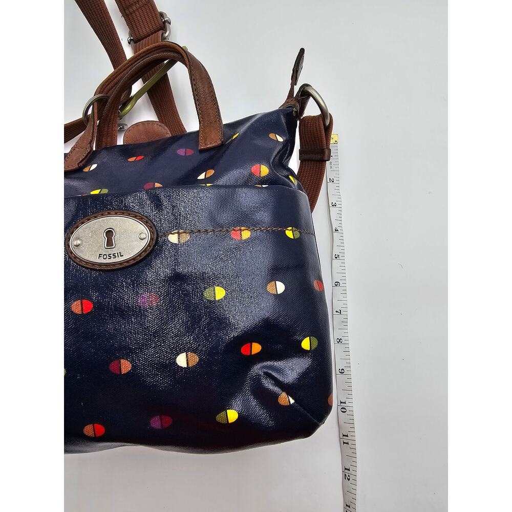 Fossil Women's Keyper Navy Blue Coated Canvas Purse - Picture 10 of 14